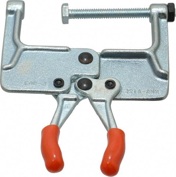 Lapeer - 181.44 Kg Load Capacity, 1-3/16" Throat Depth, 4-3/4" OAL, Carbon Steel, C Style Plier Clamp - 2-15/16" Max Jaw Capacity, 1/4-20 Spindle, 2.94" Open Throat Height, Orange Handle, Spindle End - Industrial Tool & Supply