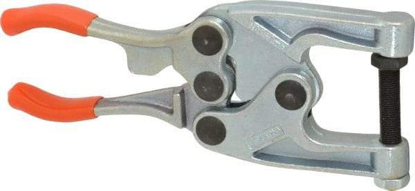 Lapeer - 816.47 Kg Load Capacity, 1-1/4" Throat Depth, 7-3/8" OAL, Carbon Steel, C Style Plier Clamp - 1-3/4" Max Jaw Capacity, 3/8-24 Spindle, 1.25" Open Throat Height, Orange Handle, Spindle End - Industrial Tool & Supply