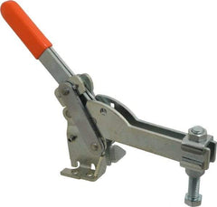 Lapeer - 800 Lb Holding Capacity, Vertical Handle, Manual Hold Down Toggle Clamp - 150° Handle Movement, 115° Bar Opening, U-Bar, Flanged Base, Carbon Steel - Industrial Tool & Supply