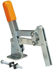 Lapeer - 400 Lb Holding Capacity, Vertical Handle, Manual Hold Down Toggle Clamp - 65° Handle Movement, 120° Bar Opening, U-Bar, Flanged Base, Carbon Steel - Industrial Tool & Supply