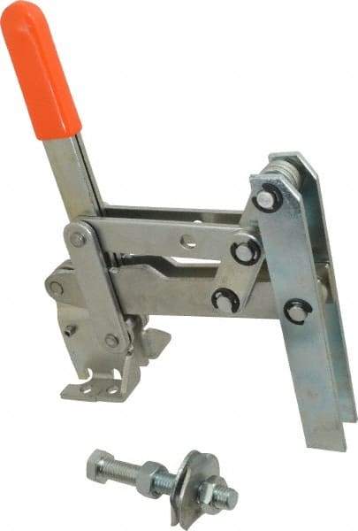Lapeer - 800 Lb Holding Capacity, Vertical Handle, Manual Hold Down Toggle Clamp - 149° Handle Movement, 118° Bar Opening, U-Bar, Flanged Base, Carbon Steel - Industrial Tool & Supply