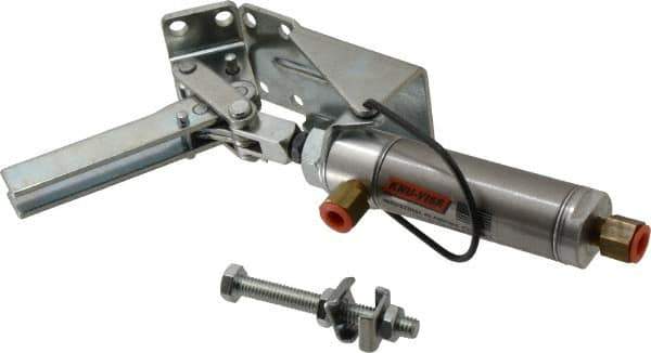 Lapeer - 100 Lb Inner Hold Capacity, Horiz Mount, Air Power Hold-Down Toggle Clamp - 1/8 NPTF Port, 110° Bar Opening, 1-3/8" Height Under Bar - Industrial Tool & Supply
