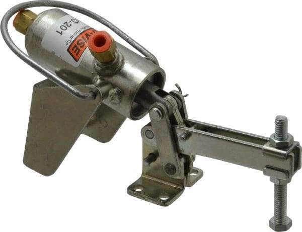 Lapeer - 200 Lb Inner Hold Capacity, Horiz Mount, Air Power Hold-Down Toggle Clamp - 1/8 NPTF Port, 110° Bar Opening, 1-3/8" Height Under Bar - Industrial Tool & Supply