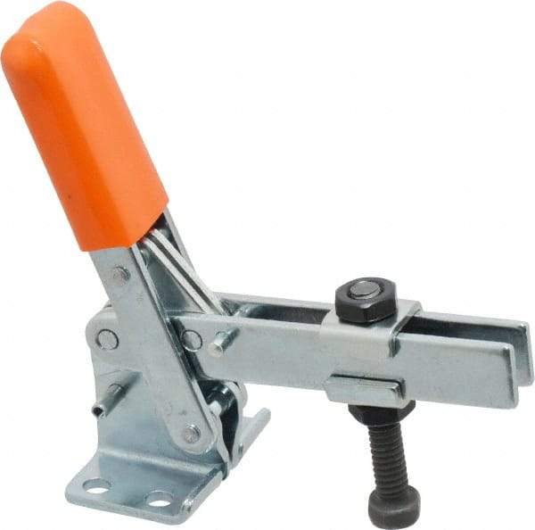 Lapeer - 100 Lb Holding Capacity, Vertical Handle, Manual Hold Down Toggle Clamp - 63° Handle Movement, 95° Bar Opening, U-Bar, Flanged Base, Carbon Steel - Industrial Tool & Supply