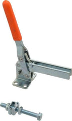 Lapeer - 200 Lb Holding Capacity, Vertical Handle, Manual Hold Down Toggle Clamp - 60° Handle Movement, 110° Bar Opening, U-Bar, Flanged Base, Carbon Steel - Industrial Tool & Supply