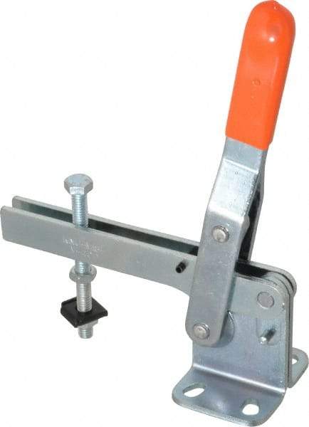 Lapeer - 400 Lb Holding Capacity, Vertical Handle, Manual Hold Down Toggle Clamp - 60° Handle Movement, 100° Bar Opening, U-Bar, Flanged Base, Carbon Steel - Industrial Tool & Supply