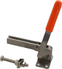Lapeer - 200 Lb Holding Capacity, Vertical Handle, Manual Hold Down Toggle Clamp - 60° Handle Movement, 110° Bar Opening, U-Bar, Flanged Base, Stainless Steel - Industrial Tool & Supply