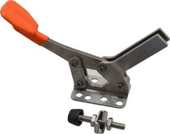 Lapeer - 400 Lb Holding Capacity, Horizontal Handle, Manual Hold Down Toggle Clamp - 85° Handle Movement, 95° Bar Opening, U-Bar, Flanged Base, Stainless Steel - Industrial Tool & Supply