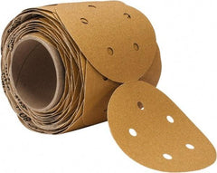 3M - 5" Diam, 80 Grit Aluminum Oxide Adhesive PSA Disc - Medium Grade, Gold, F Weighted Backing, Flexible, Use with Random Orbital Sanders - Industrial Tool & Supply