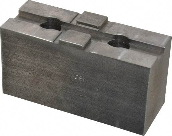 H & R Manufacturing - 10" Chuck Capacity, Tongue & Groove Attachment, Square Soft Lathe Chuck Jaw - Steel, 2.12" Btw Mount Hole Ctrs, 4-1/2" Long x 1-3/4" Wide x 2-3/8" High, 1/2" Groove - Industrial Tool & Supply