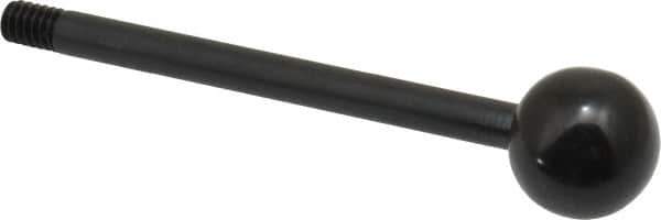 Gibraltar - 1/4-20 Stem, 3/4" Knob Diam, 1/4" Shaft Diam, Gear Lever Arm with Ball Knob - 3/8" Thread Length, 3-1/2" Handle Length, Carbon Steel Shaft, Plastic Knob - Industrial Tool & Supply
