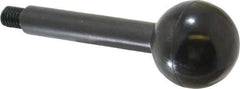 Gibraltar - 3/8-16 Stem, 1-3/8" Knob Diam, 1/2" Shaft Diam, Gear Lever Arm with Ball Knob - 1/2" Thread Length, 4" Handle Length, Carbon Steel Shaft, Plastic Knob - Industrial Tool & Supply