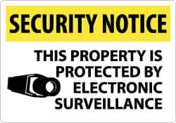 NMC - "Security Notice - This Property Is Protected by Electronic Surveillance", 14" Long x 20" Wide, Aluminum Safety Sign - Rectangle, 0.04" Thick, Use for Security & Admittance - Industrial Tool & Supply