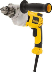 DeWALT - 1/2" Keyed Chuck, 0 to 1,250 RPM, Pistol Grip Handle Electric Drill - 10 Amps, Reversible, Includes 360° Locking Side Handle with Soft Grip & Chuck Key with Holder - Industrial Tool & Supply