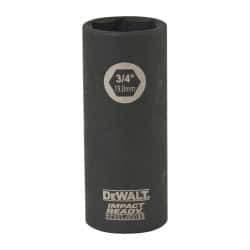 DeWALT - 3/8" Drive 3/4" Deep Impact Socket - 6 Points, 2-1/2" OAL - Industrial Tool & Supply