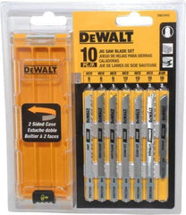 DeWALT - 10 Piece, 3" to 4" Long, 6 to 18 Teeth per Inch, Bi-Metal and High Carbon Steel Jig Saw Blade Set - T-Shank - Industrial Tool & Supply