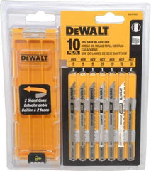 DeWALT - 10 Piece, 3" to 4" Long, 6 to 18 Teeth per Inch, Bi-Metal and High Carbon Steel Jig Saw Blade Set - U-Shank - Industrial Tool & Supply