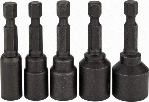 DeWALT - 5 Piece, Magnetic Nutsetter - 1/4 to 1/2" Hex, 1/4" Hex Drive - Industrial Tool & Supply