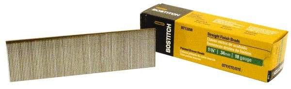 Stanley Bostitch - 18 Gauge 1-3/8" Long Brad Nails for Power Nailers - Steel, Galvanized Finish, Brad Head, Chisel Point - Industrial Tool & Supply