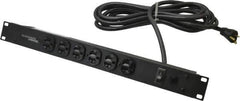 Wiremold - 6 Outlets, 120 Volts, 20 Amps, 15' Cord, Power Outlet Strip - Rack Mount, 6 Front NEMA Configuration, 19" Strip, cULus Recognized - Industrial Tool & Supply