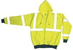 OccuNomix - Size L General Purpose & High Visibility Sweatshirt - Yellow, Polyester, Zipper Closure, 39 to 43" Chest - Industrial Tool & Supply