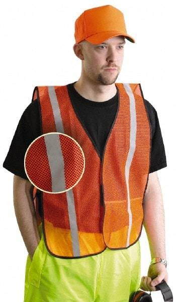 OccuNomix - Size XL High Visibility Orange Mesh General Purpose Vest - 44 to 46" Chest, Hook & Loop Closure, 1 Pocket, Polyester - Industrial Tool & Supply