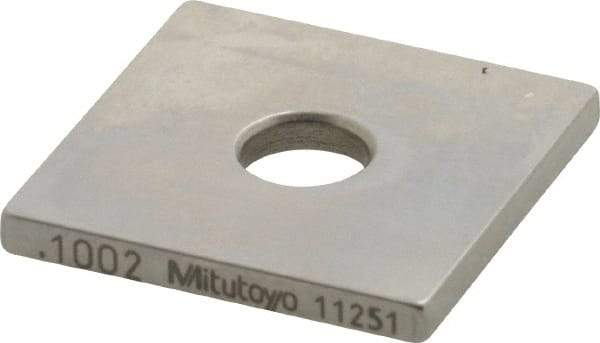 Mitutoyo - 0.1002" Square Steel Gage Block - Accuracy Grade 0, Includes Certificate of Inspection - Industrial Tool & Supply