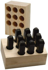 Made in USA - 10 Piece, 3/16" Character Steel Stamp Set - Double Digit Figures, Double Digits - Industrial Tool & Supply