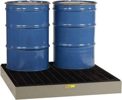 Little Giant - 66 Gal Sump, 6,000 Lb Capacity, 4 Drum, Steel Spill Deck or Pallet - 51" Long x 51" Wide x 6-1/2" High - Industrial Tool & Supply
