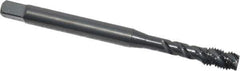 OSG - 1/4-28 UNF 3 Flute 2B Modified Bottoming Spiral Flute Tap - Vanadium High Speed Steel, Oxide Finish, 80mm OAL, Right Hand Flute, Right Hand Thread - Exact Industrial Supply