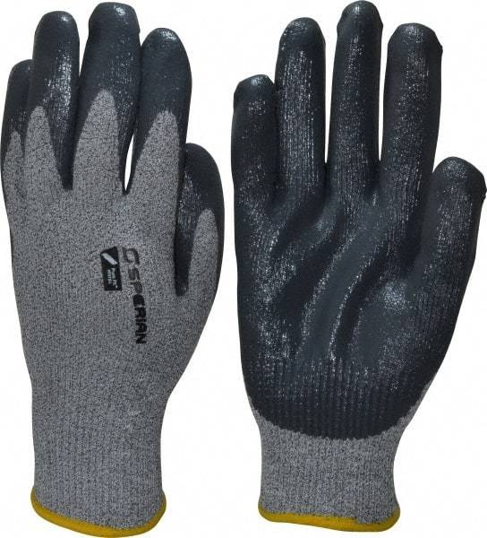 Honeywell - Size L (9), ANSI Cut Lvl 4, Abrasion Lvl 4, Nitrile Coated Cut Resistant Gloves - Palm & Fingers Coated, HPPE/Stainless Steel Blend Lining, Knit Wrist, Gray/Gray, Paired - Industrial Tool & Supply