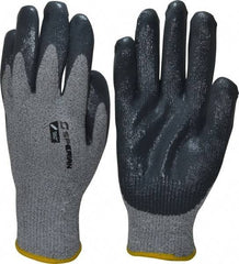 Honeywell - Size L (9), ANSI Cut Lvl 4, Abrasion Lvl 4, Nitrile Coated Cut Resistant Gloves - Palm & Fingers Coated, HPPE/Stainless Steel Blend Lining, Knit Wrist, Gray/Gray, Paired - Industrial Tool & Supply