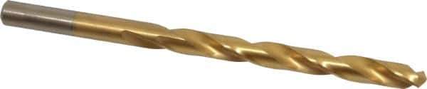 Chicago-Latrobe - Letter F 135° High Speed Steel Jobber Drill - TiN Finish, Right Hand Cut, Spiral Flute, Straight Shank, 4-1/8" OAL, Split Point - Industrial Tool & Supply