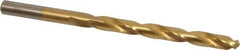 Chicago-Latrobe - Letter F 135° High Speed Steel Jobber Drill - TiN Finish, Right Hand Cut, Spiral Flute, Straight Shank, 4-1/8" OAL, Split Point - Industrial Tool & Supply