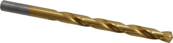 Chicago-Latrobe - Letter H 135° High Speed Steel Jobber Drill - TiN Finish, Right Hand Cut, Spiral Flute, Straight Shank, 4-1/8" OAL, Split Point - Industrial Tool & Supply