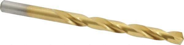 Chicago-Latrobe - Letter J 135° High Speed Steel Jobber Drill - TiN Finish, Right Hand Cut, Spiral Flute, Straight Shank, 4-1/8" OAL, Split Point - Industrial Tool & Supply