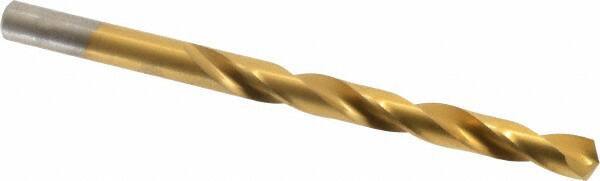 Chicago-Latrobe - Letter L 135° High Speed Steel Jobber Drill - TiN Finish, Right Hand Cut, Spiral Flute, Straight Shank, 4-1/4" OAL, Split Point - Industrial Tool & Supply