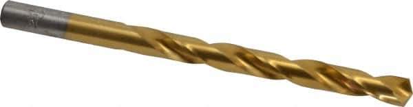 Chicago-Latrobe - Letter N 135° High Speed Steel Jobber Drill - TiN Finish, Right Hand Cut, Spiral Flute, Straight Shank, 4-3/8" OAL, Split Point - Industrial Tool & Supply