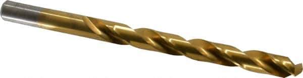 Chicago-Latrobe - Letter Q 135° High Speed Steel Jobber Drill - TiN Finish, Right Hand Cut, Spiral Flute, Straight Shank, 4-3/4" OAL, Split Point - Industrial Tool & Supply