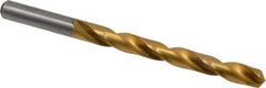 Chicago-Latrobe - Letter T 135° High Speed Steel Jobber Drill - TiN Finish, Right Hand Cut, Spiral Flute, Straight Shank, 4-7/8" OAL, Split Point - Industrial Tool & Supply