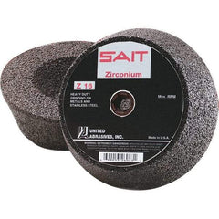 Sait - 6" Diam x 2" Thick, R Hardness, 16 Grit Surface Grinding Wheel - Zirconia Alumina, Type 11, Very Coarse Grade, 6,050 Max RPM, Resinoid Bond - Industrial Tool & Supply