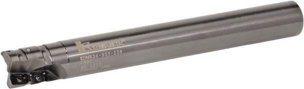 Kennametal - 16mm Cut Diam, 19mm Max Depth of Cut, 16mm Shank Diam, 140mm OAL, Indexable Square Shoulder Helical End Mill - GOMT 08T2.., JOMT 08T2.. Inserts, Cylindrical Shank, 0° Lead Angle, Series KDMR - Industrial Tool & Supply