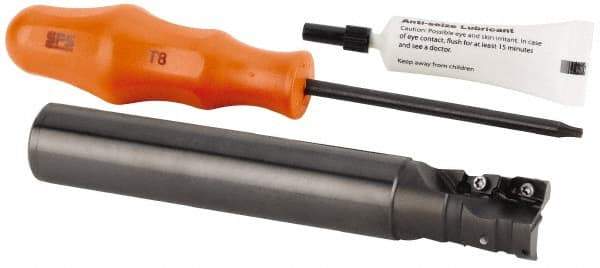 Kennametal - 26mm Cut Diam, 28mm Max Depth of Cut, 25mm Shank Diam, 95mm OAL, Indexable Square Shoulder Helical End Mill - GOMT 13T3.., JOMT 13T3.. Inserts, Weldon Shank, 0° Lead Angle, Series KDMR - Industrial Tool & Supply