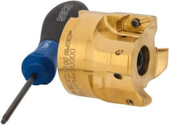 Seco - 2" Cut Diam, 0.295" Max Depth, 3/4" Arbor Hole, 4 Inserts, XPKX12 Insert Style, Indexable Copy Face Mill - R220.97-12 Cutter Style, 30,000 Max RPM, 1.77" High, Through Coolant, Series R220 - Industrial Tool & Supply