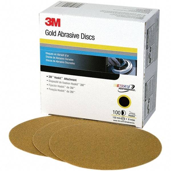 3M - 6" Diam, 120 Grit, Aluminum Oxide Hook & Loop Disc - Fine Grade, Coated, C Weight Paper Backing, Series 236U - Industrial Tool & Supply