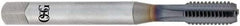 OSG - M6x1.00 Metric Coarse 6H 3 Flute TiCN Finish Powdered Metal Straight Flute Machine Tap - Bottoming, Right Hand Thread, 2-1/2" OAL, 1" Thread Length, D5 Limit, Oversize, Through Coolant - Exact Industrial Supply