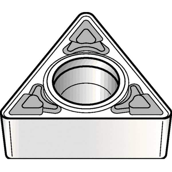 Kennametal - TPMT32.52 MF Grade KCM25B Carbide Turning Insert - TiOCN Finish, 60° Triangle, 3/8" Inscr Circle, 5/32" Thick, 1/32" Corner Radius - Industrial Tool & Supply