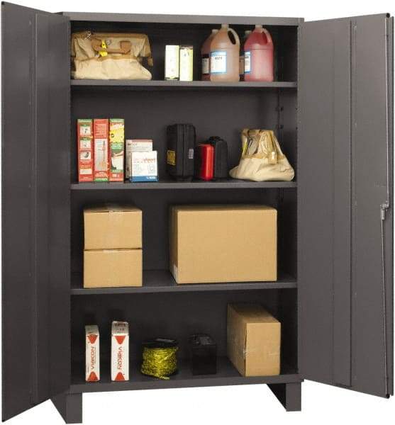 Durham - 3 Shelf Locking Storage Cabinet - Steel, 48" Wide x 24" Deep x 72" High, Gray - Industrial Tool & Supply