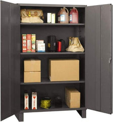 Durham - 3 Shelf Locking Storage Cabinet - Steel, 48" Wide x 24" Deep x 72" High, Gray - Industrial Tool & Supply