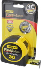 Stanley - 30' x 1-1/4" Yellow Blade Tape Measure - 1/16" Graduation, Inch Graduation Style, Yellow/Black Case - Industrial Tool & Supply